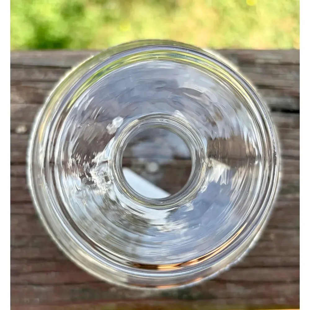 Zodax CH-2238 Clear Glass Bud Vase Squat Ribbed Threaded Ring Accent Decor